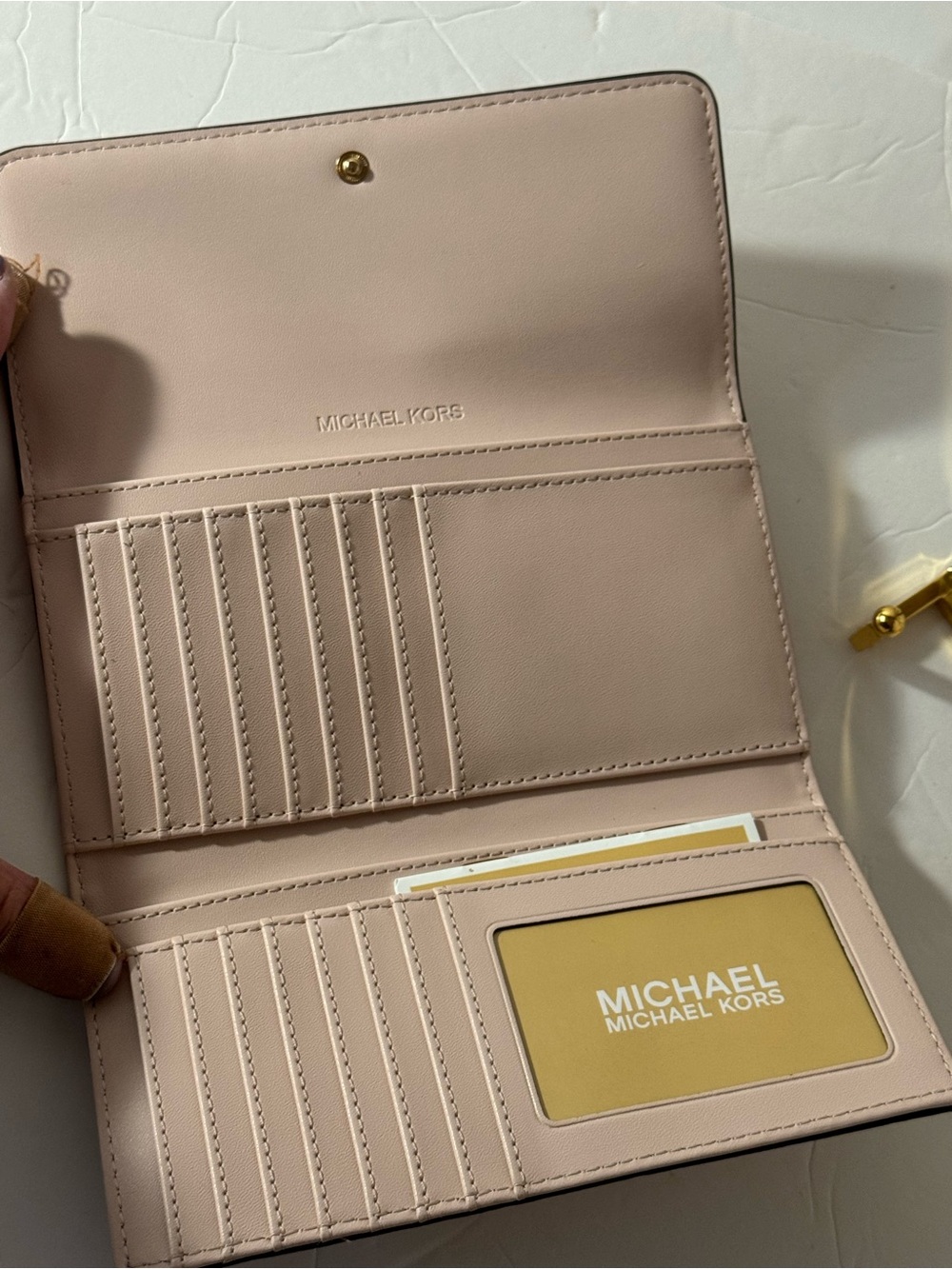 NWT Michael Kors Jet Set Large Trifold Wallet Powder Blush MK Logo - Picture 10 of 10